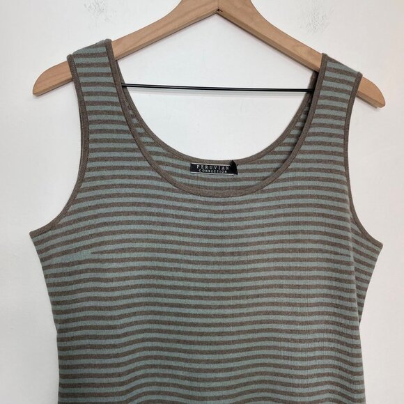 Peruvian Connection Maxi Dress Size‎ Medium Brown Long Knit Pima Cotton - Picture 1 of 6